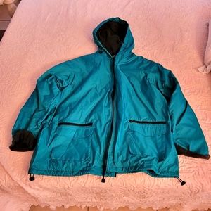 Rain Coat Women's Hooded Jacket Green XL Roaman's